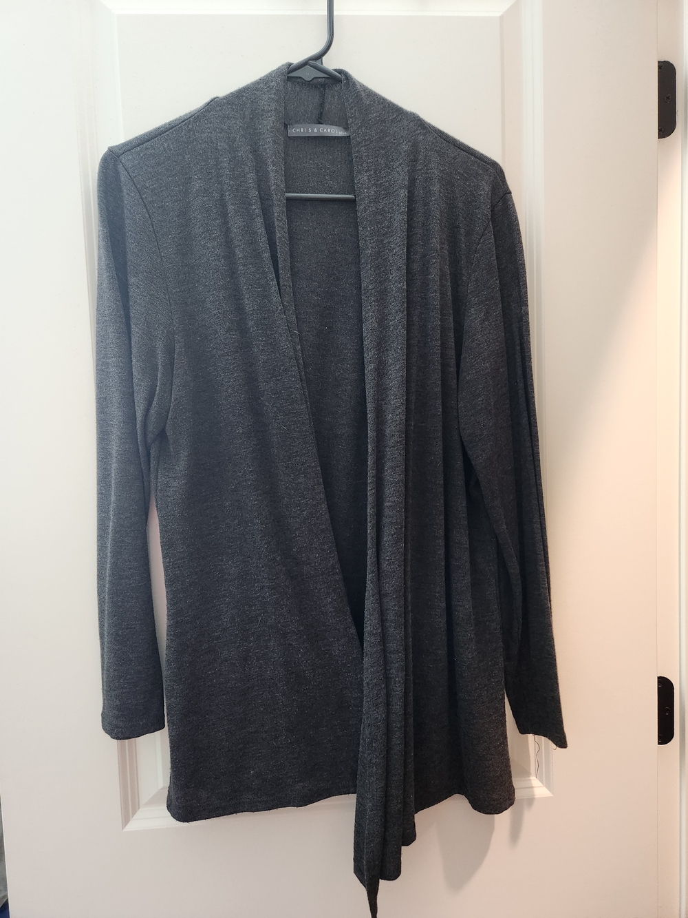 Charter Club Open-Front Long Sleeve Sweater Cardigan - Dark Gray